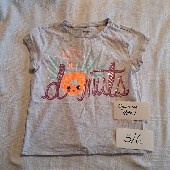 Gymboree girls size small or 5/6 gray donut shirt - Picture 1 of 4